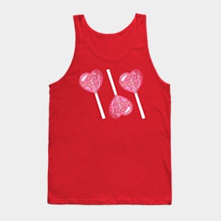 Three Glitter Pink Heart Lollipops Tank Top